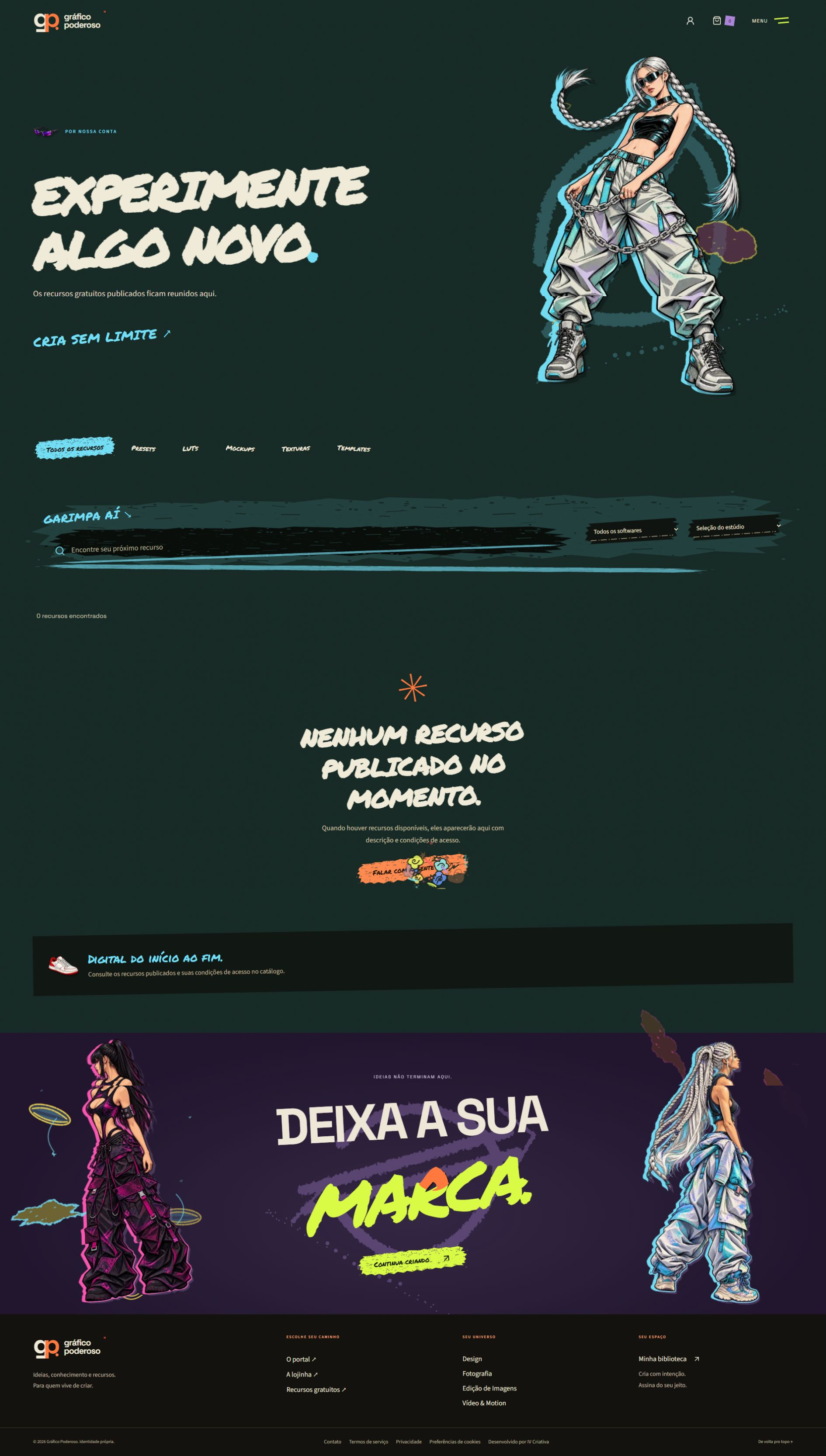 Recursos gratuitos: um espaço próprio para encontrar os materiais disponibilizados sem custo.